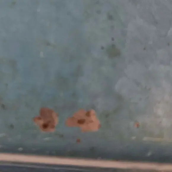 Vintage Mid Century Kyes Moire’ Glaze Brass and Enamel Teal Blue Tray 1960s 18" - Picture 5 of 5